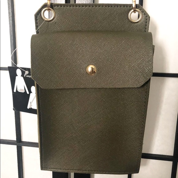 Olive green crossbody bag . Can be worn two ways . Phone case bag . Phone bag. - Picture 5 of 5